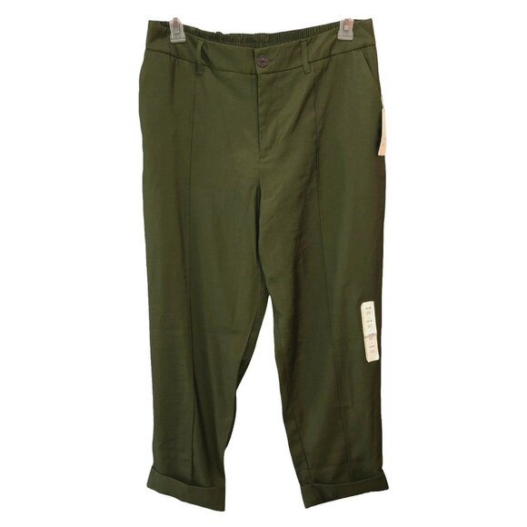A New Day Slim Ankle Pants Green Elastic In Back Of Waist Side Pockets Size 14 - Picture 1 of 12